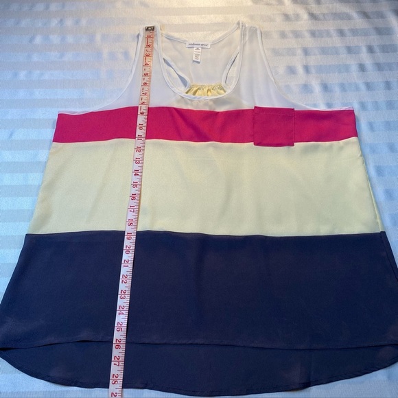 Ambiance Apparel Sz 2X Striped Racer Back Sheer Tank A-line Colorblock Top - Picture 7 of 11